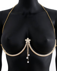 Fashion Diamond Studded Tassel Bra Necklace