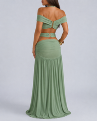 Halter Crop Top & Bodycon Maxi Skirt Set