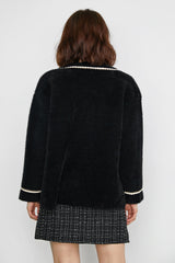 Yasmina Black Drop Shoulder Chunky Knit Cardigan