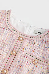 Librada Pink Button Short Sleeve Mini Dress