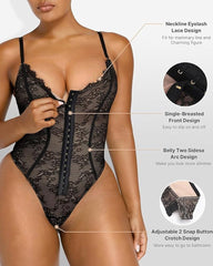 Women's Front Hook Tummy Control Backless Lace Shaper Bodysuit