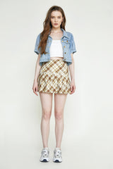 Light Slate Gray Puff Sleeve Pocket Detail Cropped Denim Jacket