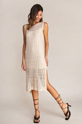 Ivory Crochet Maxi Dress With Matching Cami Dress