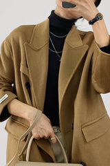 Peru Premium Wool Double-Breasted Longline Coat