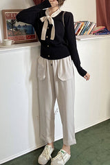 Black V Lace-Trim Cardigan