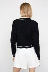 Zarina Black Contrast Cardigan