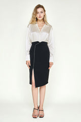 White Satin Drop Shoulder Shirt