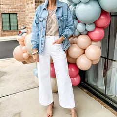 Stretch Twill Cropped Wide Leg Pants