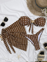 3PCS With Sarong Polka Dots Bandeau Bikini Three-pieces Bikini Set