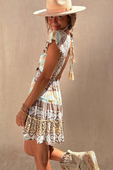 Silvana Printed Backless Mini Dress