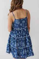 Avelina Washed Floral Denim Mini Dress