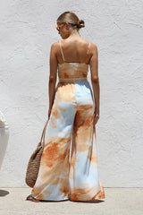 From Sunrise Print Tie-Front Jumpsuit