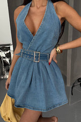 Sweet Looking Light Wash Denim Mini Dress - 2 Colors