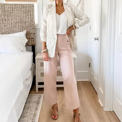 Stretch Twill Cropped Wide Leg Pants