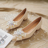 3cm higher French crystal bow wedding Shoes