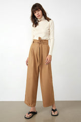 Solid Beige Premium Wool Turtleneck Sweater