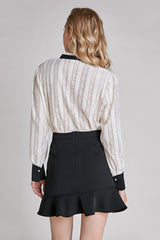 Ivory Broderie Bowknot Decor Blouse