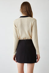 Ashtyn Beige Contrast Bow Tie Cardigan