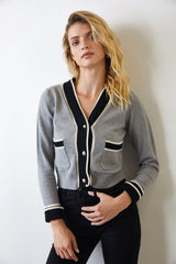 Adelyn Grey Pocketed Cardigan