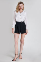 White Lace Detail Mesh Knit Blouse