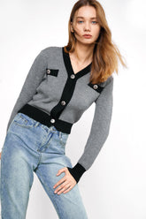Meyer Light Slate Gray Contrast Cardigan