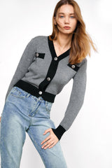 Meyer Light Slate Gray Contrast Cardigan