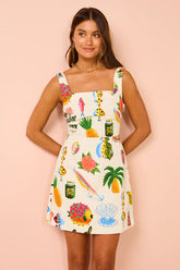 All Up To You Print Tie-Back Mini Dress