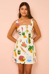 All Up To You Print Tie-Back Mini Dress