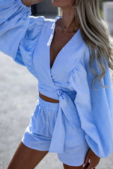 Divinely Sunny Wrap Long Sleeve Suit - 3 Colors