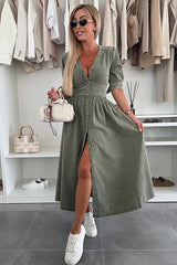On This Sweet Day Button Down Denim Maxi Dress - 5 Colors