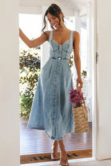 Pleasant Cutie Button Down Sleeveless Midi Dress