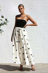 Darling Daylily Strapless Dot Maxi Dress