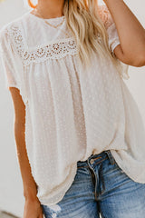Picture It Lace Swiss Dot Short Sleeve Top