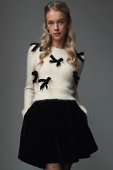 Pleasant Comfort Bow Embellished Knit Sweater