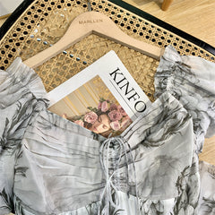 Ink-Qrint Maxi Dress With Nipped-In Waist