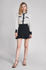 Ivory Broderie Bowknot Decor Blouse