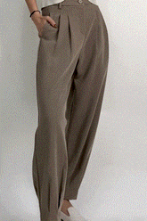 Tan Barrel Leg High Rise Pants