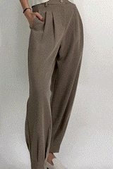 Tan Barrel Leg High Rise Pants