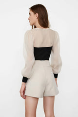 Emmalee Black Puff Sleeve Blouse