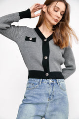 Meyer Light Slate Gray Contrast Cardigan