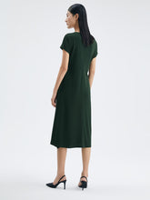Asymmetrical Pleated Gathered Waist Midi Dress