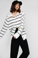 Darell White Pinstrip Cardigan