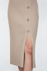 Selene Wheat Slit Hem Skirt