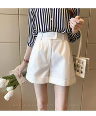 A-Line Seam-Detail White Shorts