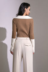 Yatzil Dark Golden Rod Premium Wool Contrast Sweater