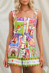 Out For Fun Button Printed Romper