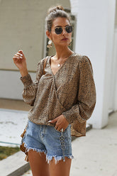 Draw You Close Printed Long Sleeve Wrap Top - 2 Colors