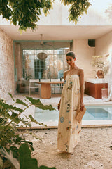 Lovable Aesthetic Print Flax Maxi Dress