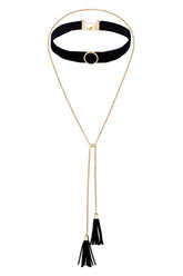 Layered Tassel Choker Necklace