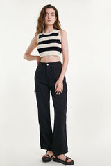 Black Striped Knitted Vest